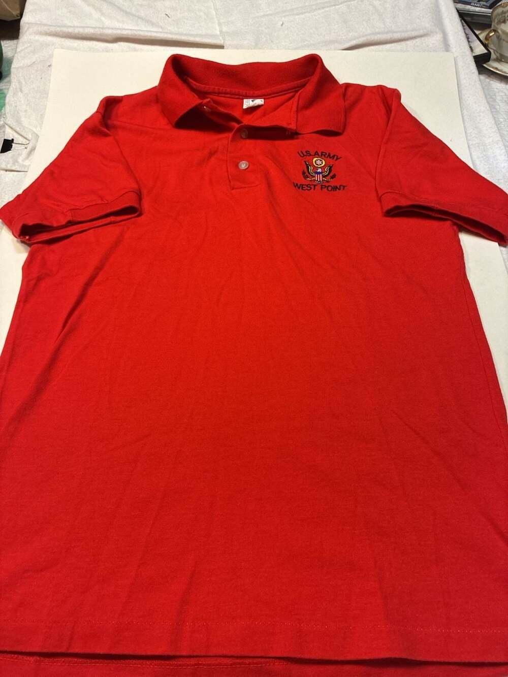 Vintage Artex West Point US Army Embroidered Red Polo Shirt